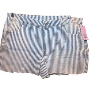 Wild Fable Blue‎ and White Striped Mom Stretchy Jean Shorts, Size 18